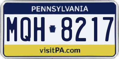 PA license plate MQH8217
