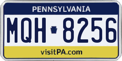 PA license plate MQH8256