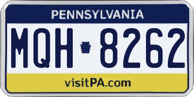 PA license plate MQH8262