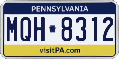 PA license plate MQH8312