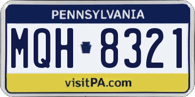 PA license plate MQH8321