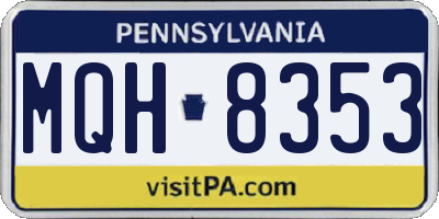 PA license plate MQH8353