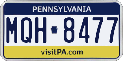 PA license plate MQH8477