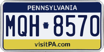 PA license plate MQH8570