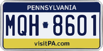 PA license plate MQH8601