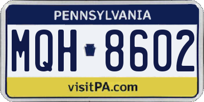 PA license plate MQH8602