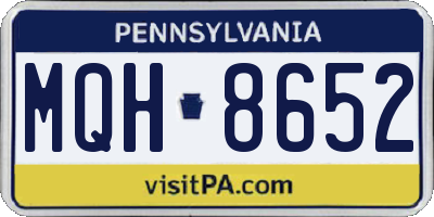 PA license plate MQH8652