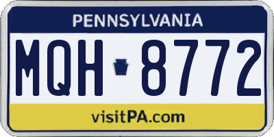 PA license plate MQH8772