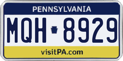 PA license plate MQH8929