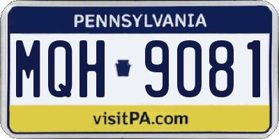 PA license plate MQH9081