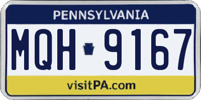 PA license plate MQH9167