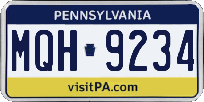 PA license plate MQH9234