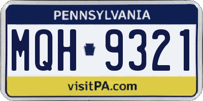 PA license plate MQH9321