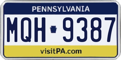 PA license plate MQH9387
