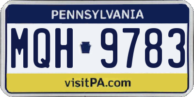 PA license plate MQH9783