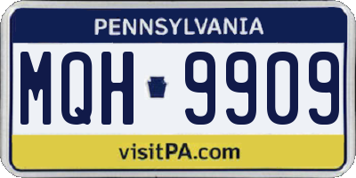 PA license plate MQH9909
