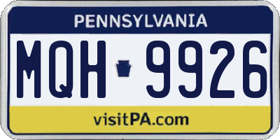 PA license plate MQH9926