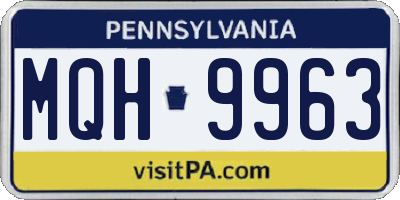 PA license plate MQH9963