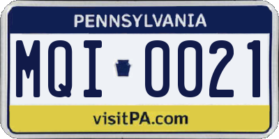 PA license plate MQI0021