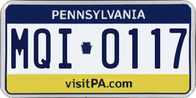 PA license plate MQI0117