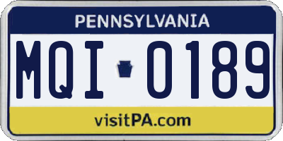 PA license plate MQI0189