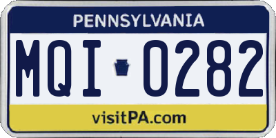PA license plate MQI0282