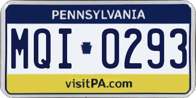 PA license plate MQI0293
