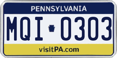 PA license plate MQI0303