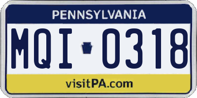 PA license plate MQI0318