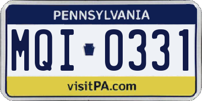 PA license plate MQI0331