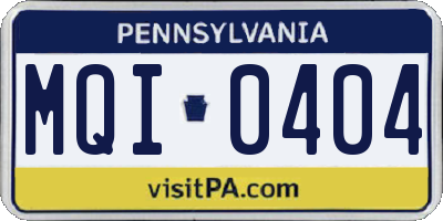 PA license plate MQI0404