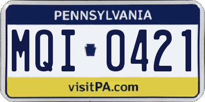 PA license plate MQI0421