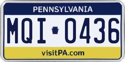 PA license plate MQI0436