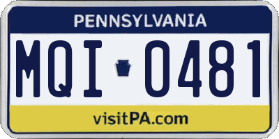 PA license plate MQI0481