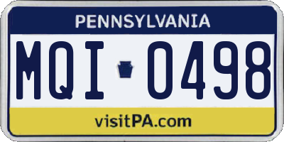 PA license plate MQI0498