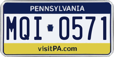 PA license plate MQI0571