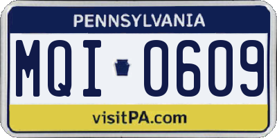 PA license plate MQI0609