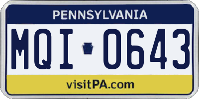 PA license plate MQI0643