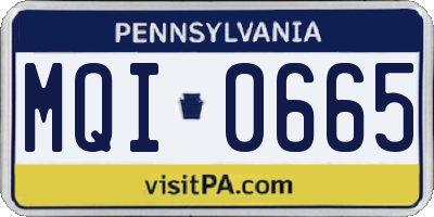 PA license plate MQI0665