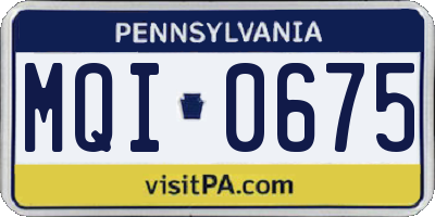 PA license plate MQI0675