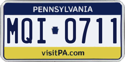 PA license plate MQI0711