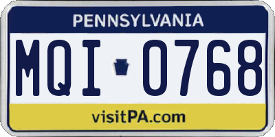 PA license plate MQI0768