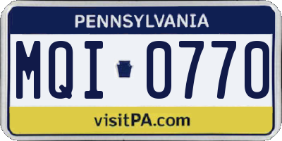 PA license plate MQI0770