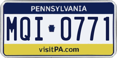 PA license plate MQI0771