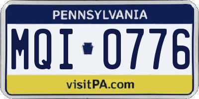 PA license plate MQI0776