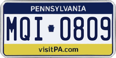 PA license plate MQI0809