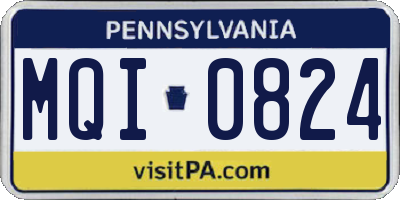PA license plate MQI0824