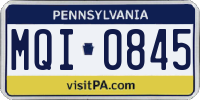PA license plate MQI0845