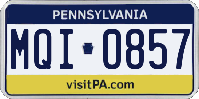 PA license plate MQI0857