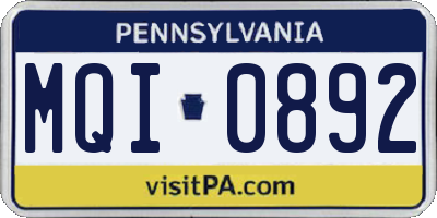PA license plate MQI0892